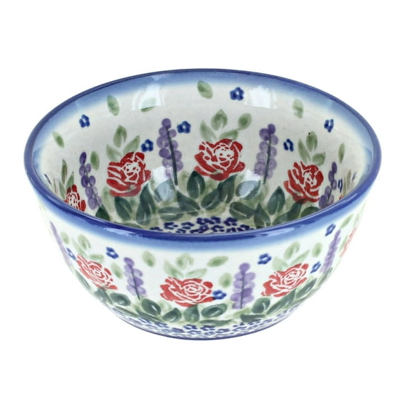 Blue Rose Polish Pottery Roses Are Red Dessert Bowl