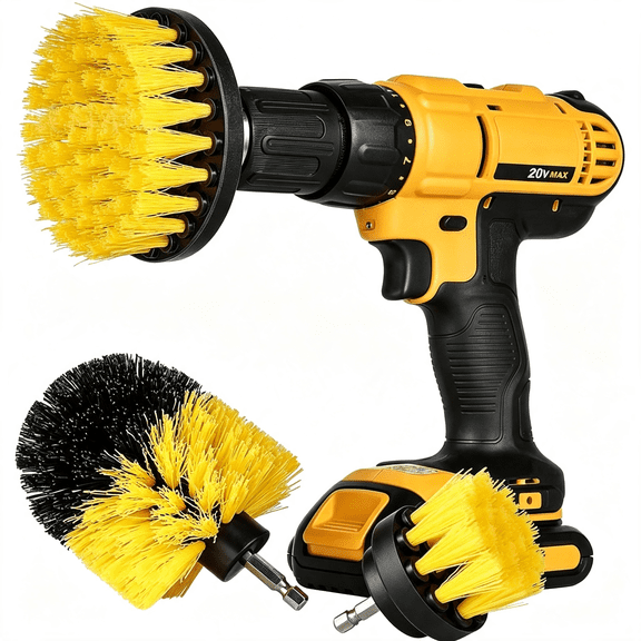 BPPEG 3 Pack] Auto Detailing Drill Brush Set,Wheel Cleaner Brush,Car Cleaner Wash Brush Supplies Kit Fit Tire,Car Mats,Floor Mat,Bathroom and Auto Power Scrubber Brush Cleaning Sets
