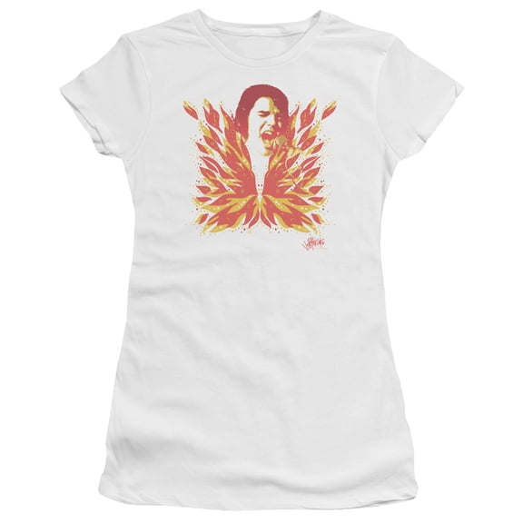 Trevco Elvis Presley & His Latest Flame Juniors Sheer Cap Short Sleeve T-Shirt, White - Medium