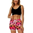 thumbnail image 4 of Women Summer Board Shorts Hawaiian Tropical Print Beach Swim Shorts with Pockets, 4 of 10