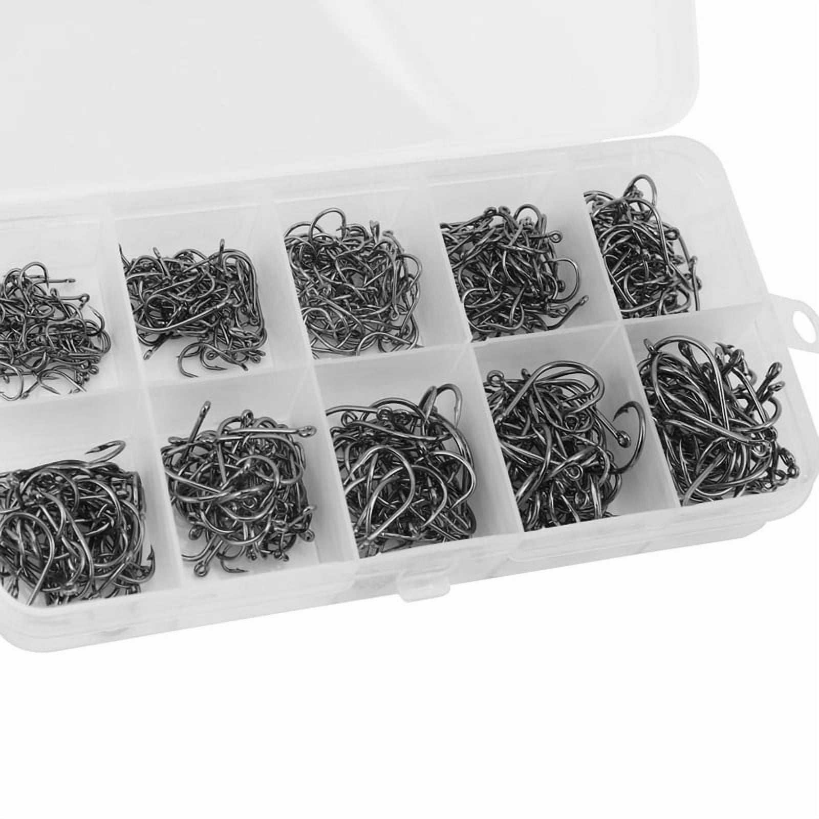 2500Pcs Mixed Size 3-12 High Carbon Steel Carp Fishing Hooks Pack with Hole with Retail Box Jigging Bait