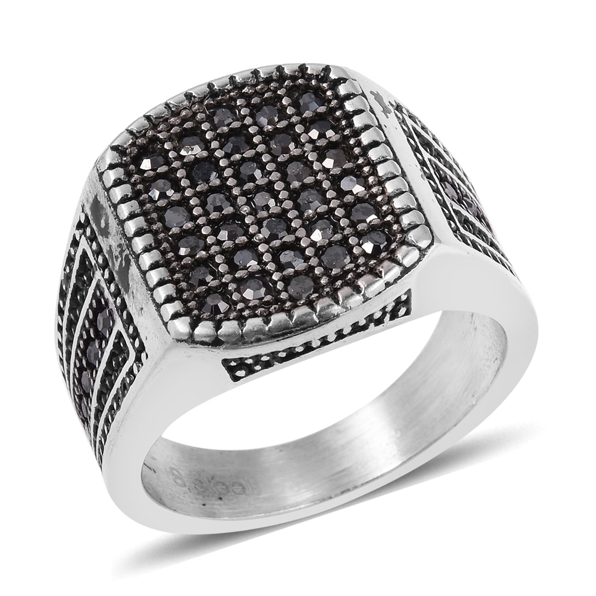 Princess Kylie Oxidized Sterling Silver Medieval Cross Stamp Ring