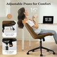 thumbnail image 4 of Ninecer Armless PU Leather Office Chair with Adjustable Height, Ergonomic Swivel Desk Task Chair with Tilt Function, Modern Computer Chair on Wheels for Home Office, Brown, 4 of 8