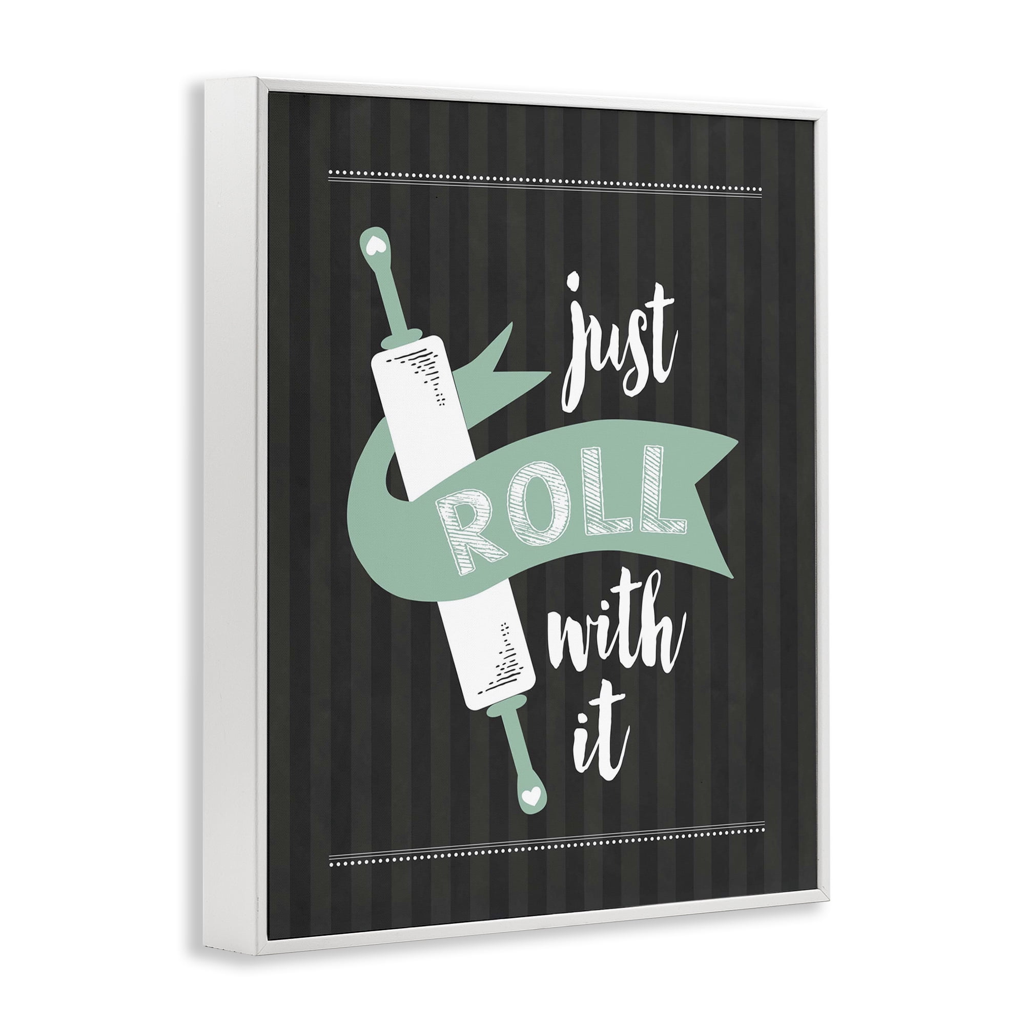 Roll With It Black & Green White Framed Giclee Art, design by Lettered and Lined
