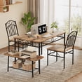 thumbnail image 1 of 4-Piece Dining Table Set for 4, Modern Metal Frame Dinette with Bench & Chairs, Small Kitchen Table with Bottom Storage Rack for Apartment, 1 of 8