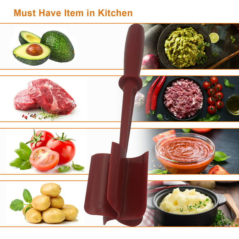 Meat Chopper, Multifunctional Hamburger Meat Chopper, Professional Heat Resistant Nylon Meat/Potato Masher - Safe for Non-Stick Cookware, Chop, and
