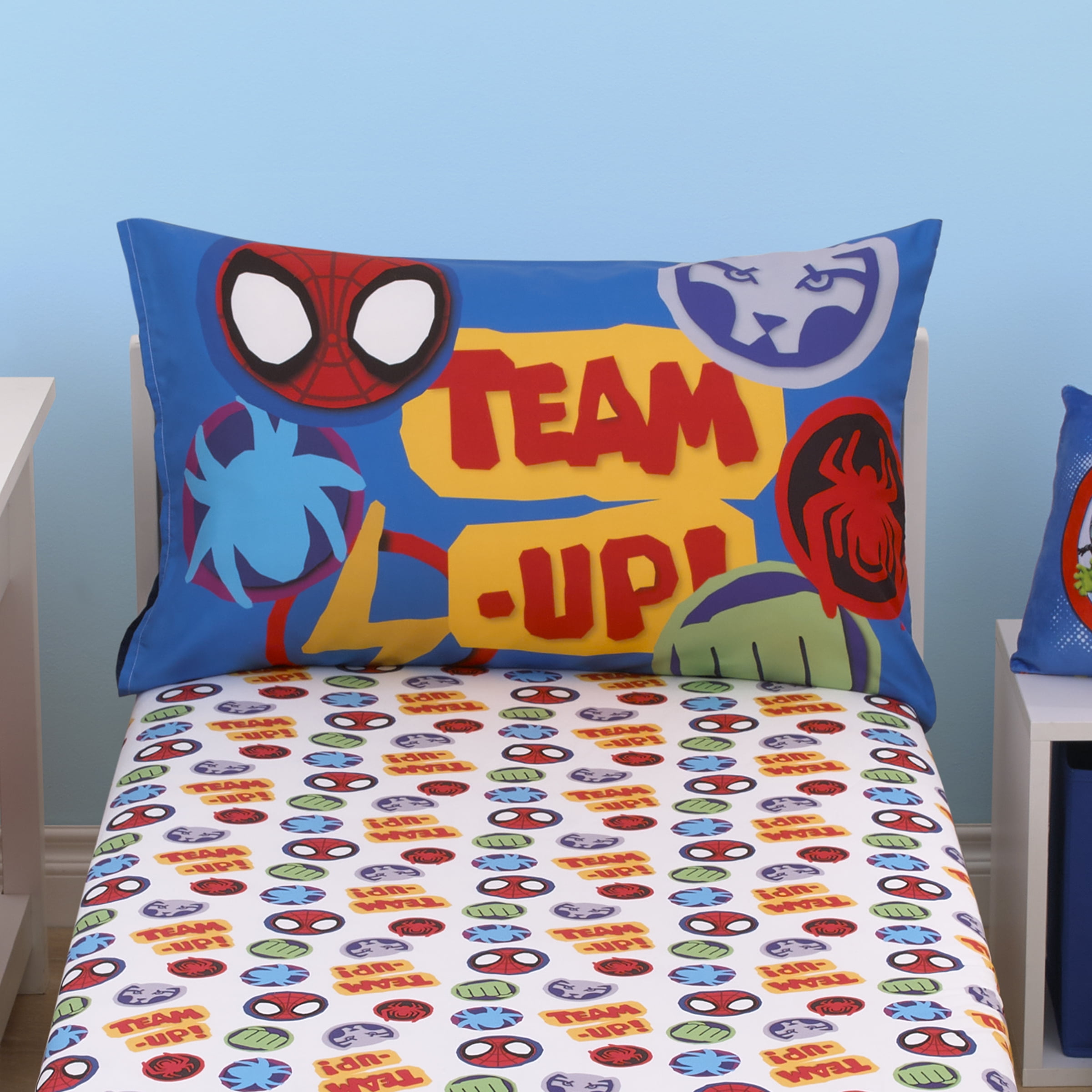 Marvel Spidey Let's Swing 2 Piece Toddler Sheet Set, Red, Blue, Sheet, Pillowcase