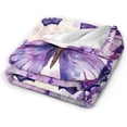 thumbnail image 6 of Butterfly Blanket Soft Lightweight Purple Butterfly Flannel Fleece Blanket Cozy Warm Bedding Stuff Decor Plush Throw Blanket Butterfly Gifts for Lover Girls Boys Women Adults Bed Travel 40"x50", 6 of 6