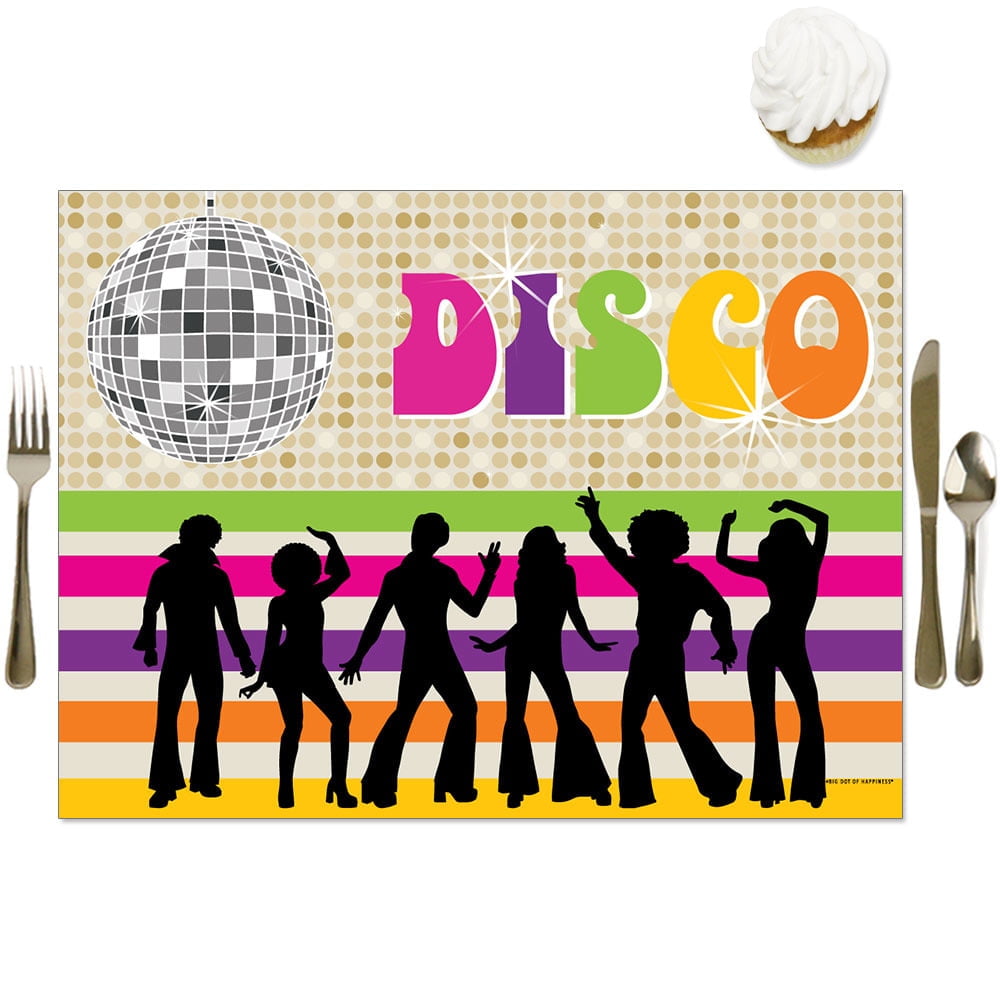Dessert Plates Bundle for 16 Disco Fever 70s Party Supplies Pack Serves 16 Beverage Napkins Cups and Table Cover with Birthday Candles