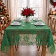 thumbnail image 4 of Sm:)e Poinsettia Embroidery Lace Tablecloth 60x104 Inch, Green, Vintage Floral Fabric Classy Vintage Reception Decor, 4 of 6