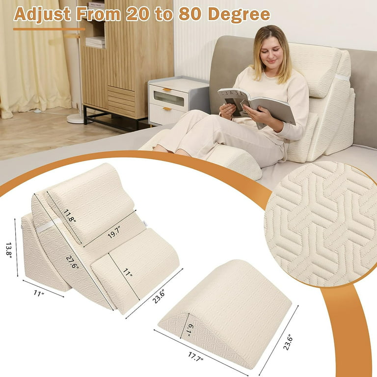 4 PC Bed Wedge Pillows Set Alwyn Home Color: Beige