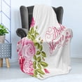 thumbnail image 4 of Bridal Shower Soft Flannel Fleece Throw Blanket, Shabby Form Flowers Roses Buds and Leaves Artwork Print, Cozy Plush for Indoor and Outdoor Use, 50" x 70", Pale Pink Hot Pink, by Ambesonne, 4 of 5