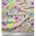 thumbnail image 1 of Soimoi Moss Georgette Fabric Flower Watercolor Decor Fabric Printed Yard 42 Inch Wide, 1 of 3