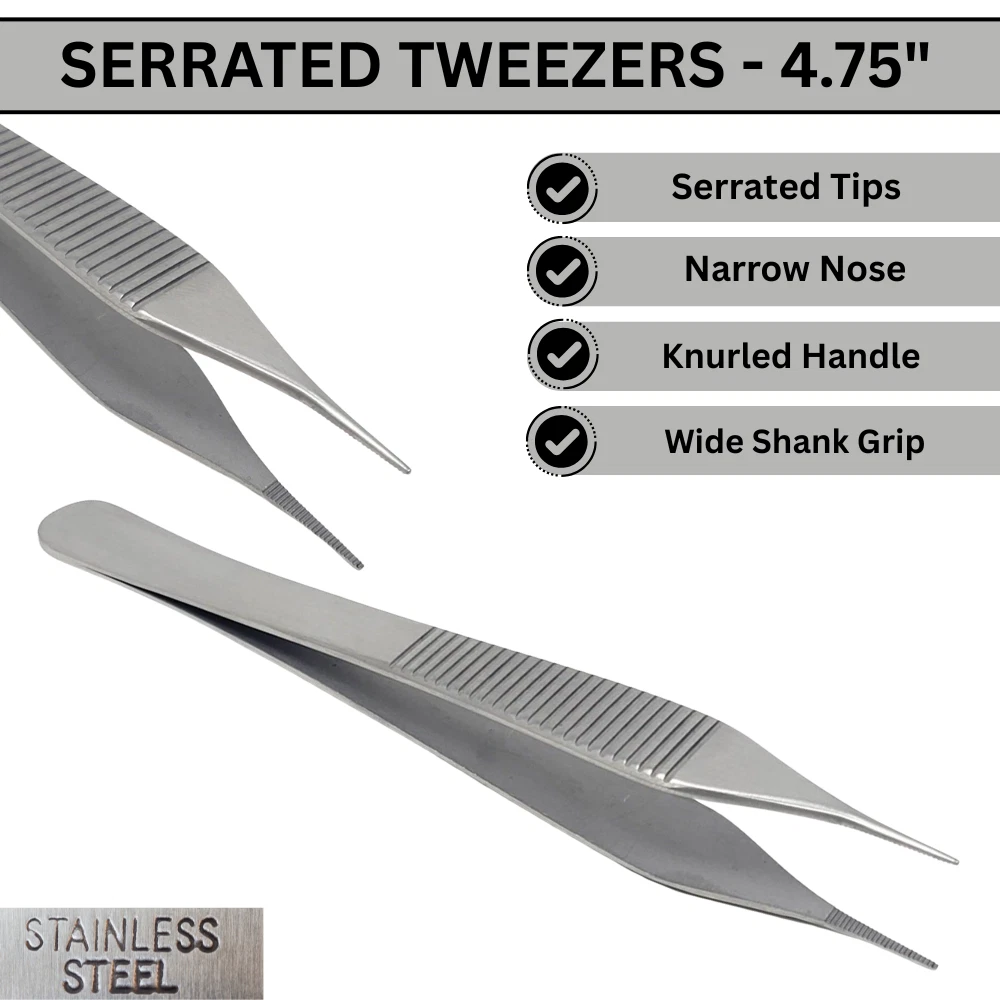 Lab Tweezers with Straight & Curved Tips Made of Stainless Steel Essential Lab Kit - 8 Pcs Lab Forceps