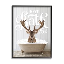Stupell Industries Vintage Bathroom Deer Animals & Insects Painting Black Framed Art Print Wall Art, 11 x 14
