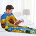 thumbnail image 6 of Hirioo Blue Sky Sunflower for Men's Pajama Sets 2 Piece Pjs Men's Long-Sleeved Pajama Set Button Down Sleepwear,S-XXL-Medium, 6 of 7