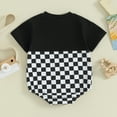 thumbnail image 3 of Bagilaanoe Newborn Baby Boy Rompers Checkerboard Print Short Sleeve Bodysuit 3M 6M 12M 18M Infant Summer One Piece Jumpsuit, 3 of 8