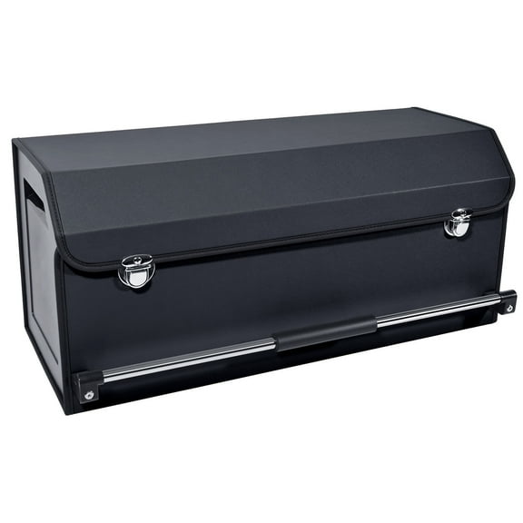 XCF Car Organizer Trunk, Durable Leather Trunk Organizer with Lid and Sturdy Handle, Auto Cargo Storage Compartments, SUV/Car Accessories for Men/Women (27 x 11.4 x 12.2, Black)