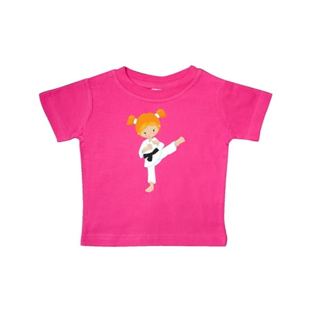 

Inktastic Cute Girl Orange Hair Karate Pose Black Belt Gift Baby Girl T-Shirt