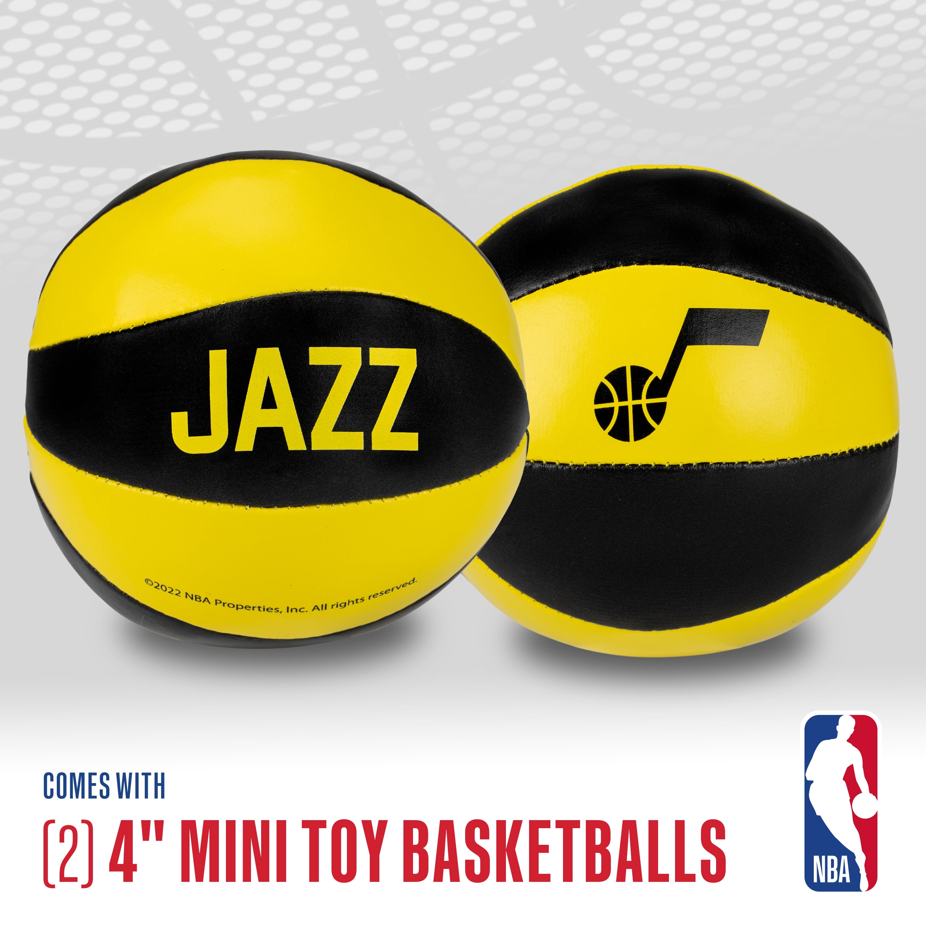 Franklin Sports NBA Utah Jazz Toy Basketballs - 2 Pack of Kids Soft Mini Basketballs for Over the Door + Indoor Hoops - NBA Fan Shop Kids Soft Toy Basketballs - (2) Mini Balls Included