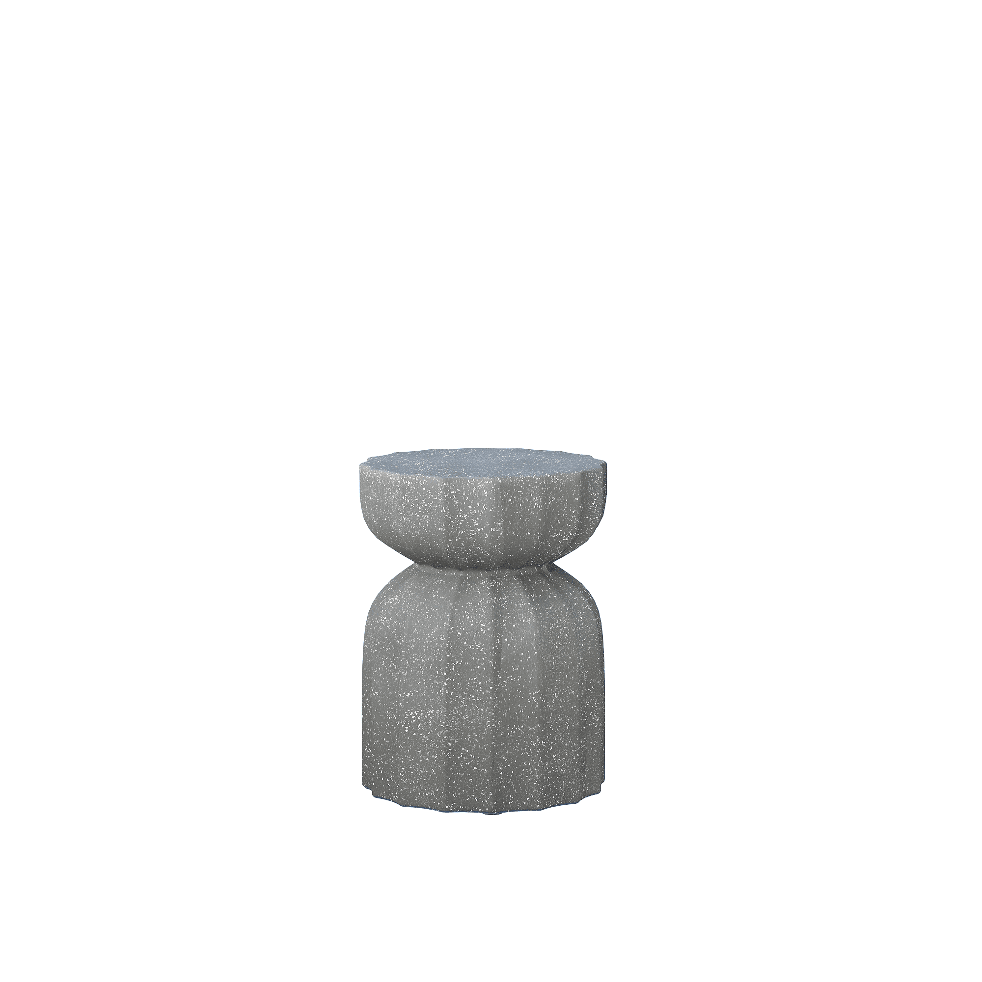 2 Piece Outdoor Accent Table Set, Waterproof Cement Style Round Side Coffee Table Combo for Yard Use, Grey