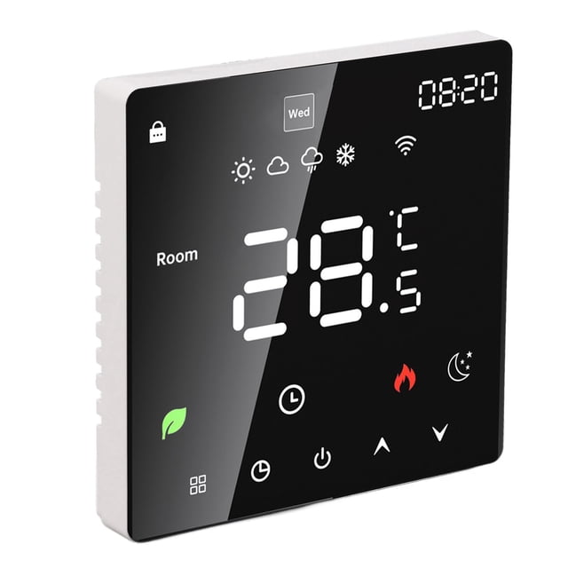 Smart Thermostat, LCD Color Touchscreen, PC Programmable, Electric Heating, Suitable for Home Hotel Office, AC 90 to 240V, Precise Temperature Control, Durable and Stylish, Wide
