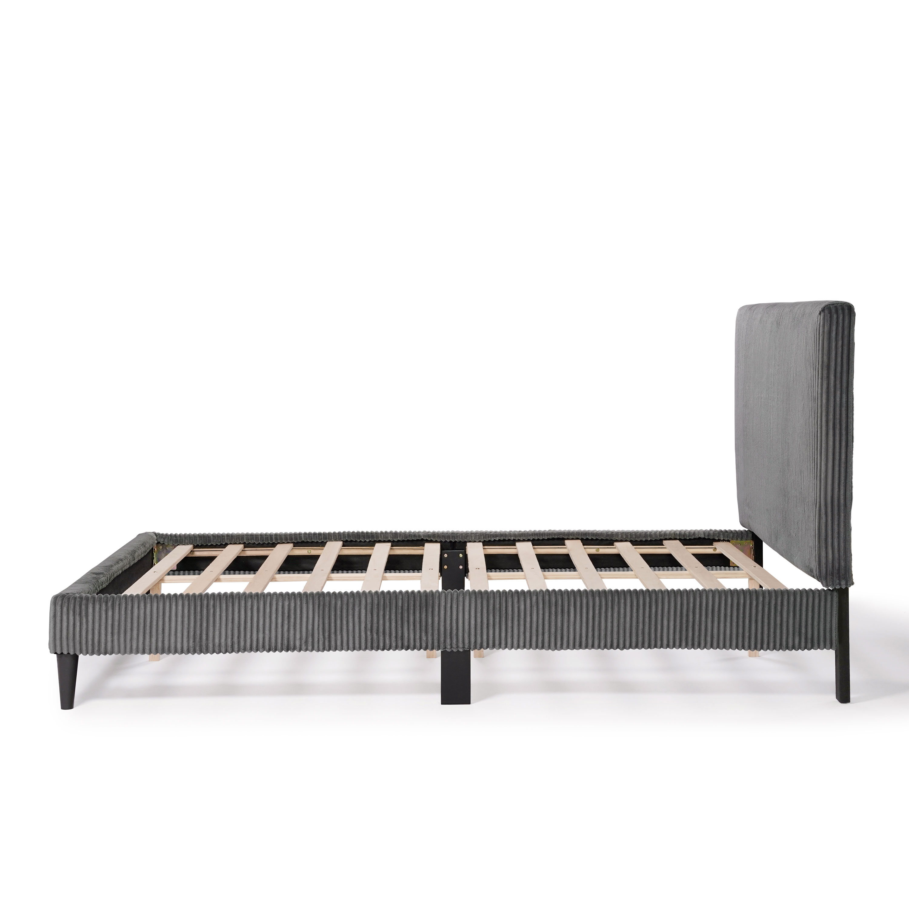 Furniture of America Colly Adult Queen Chenille Fabric Upholstered Platform Bed, Dark Gray