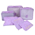 thumbnail image 1 of Organizadores de bolsas de almacenamiento plegables de 6 piezas, bolsa de almacenamiento de viaje impermeable de tela Oxford (cereza púrpura), 1 of 8