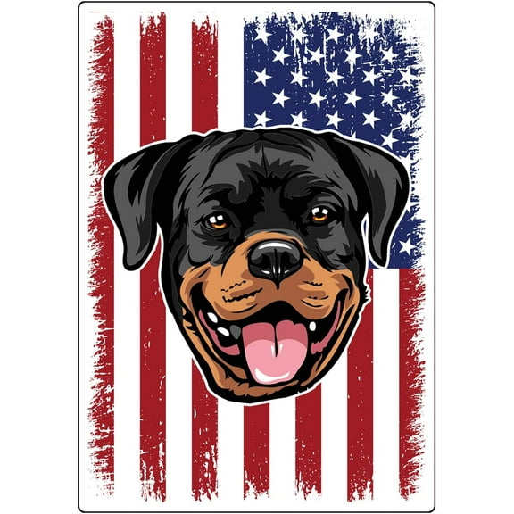 WickedGoodz American Flag Rottweiler Vinyl Decal - Dog Breed Bumper Sticker - for Laptops Tumblers Windows Cars Trucks Walls