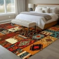 thumbnail image 4 of Boho Vintage Area Rugs 6'x9', Washable Small Throw Rugs for Kitchen Dining room, Brown Ethnic Middle Century Geometric Indoor Outdoor Rug Non-Slip Low Pile Carpet Runner Reversible Floor Mats, 4 of 8