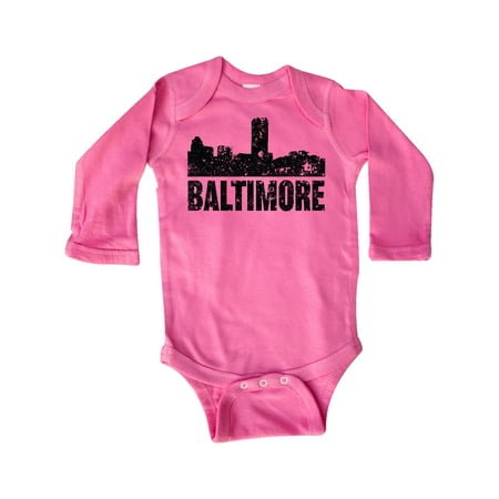 

Inktastic Baltimore Skyline Grunge Gift Baby Boy or Baby Girl Long Sleeve Bodysuit