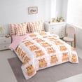 thumbnail image 2 of Erosebridal Flower Capybara Bedding Comforter Set for Kid, Buffalo Plaid King Bedding Sets, Pink Reversible, 7pcs, 2 of 7