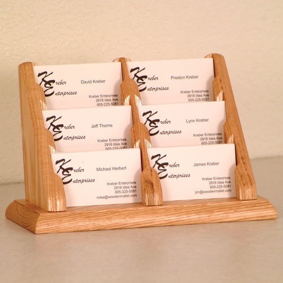 Tarjetero de madera con 6 bolsillos en encimera, roble claro Wooden Mallet BCC2-6LO