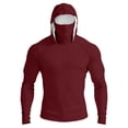 thumbnail image 2 of Men's Full Face Coverage Sun Shirt with Built-in Mask and Thumbholes Featuring Raglan Sleeves for Summer Fishing Hiking Cycling Running Beach Trips Wine S, 2 of 9