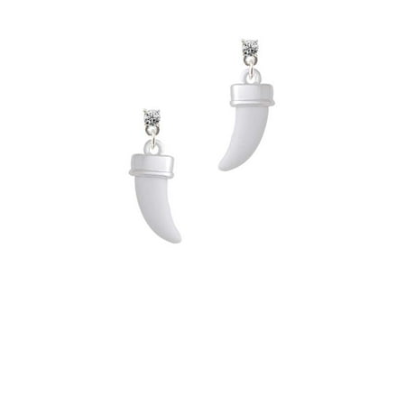 White Sabre Tooth Clear Crystal Post Earrings