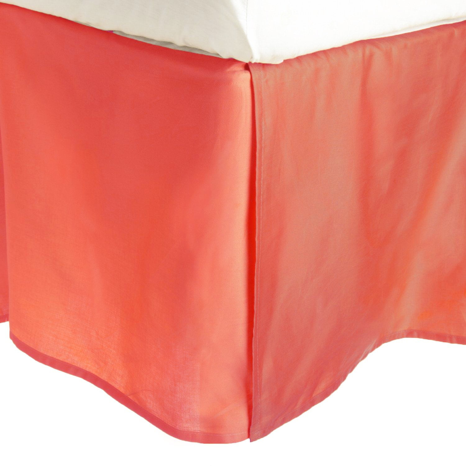 100 Egyptian Cotton Chic Solid Bed Skirt with Split Corners Coral / Queen