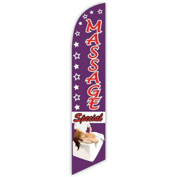 Cobb Promo Massage Special Purple Advertising Feather Flag 12ft - Replacement Flag Only Without Poleset