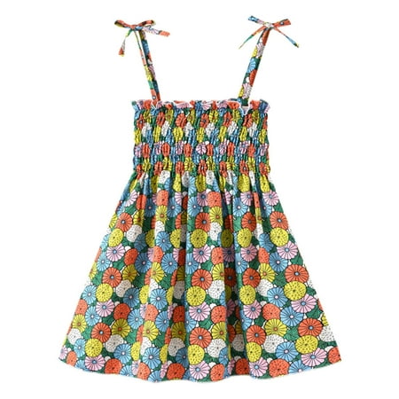 

LBECLEY Girl Summer Clothes Size 10-12 Kid Dress Toddler Ruched Clothes Princess Baby Strap Girls Flowers Floral Summer Girls Dress&Skirt Tulle Baby Girl Dress Multicolor 130