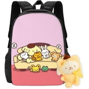 Kuromi Cartoon Pompompurin Backpacks Pink Anime Travel Bag Laptop For Women Pom Pom Purin Bag Gifts with Keychain