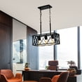 thumbnail image 4 of KEESFU 3-Light Black Farmhouse Kitchen Island Pendant Lighting, Industrial Open Cage Ceiling Fixture with Adjustable Chain for Dining Table, Foyer & Living Room, 4 of 7