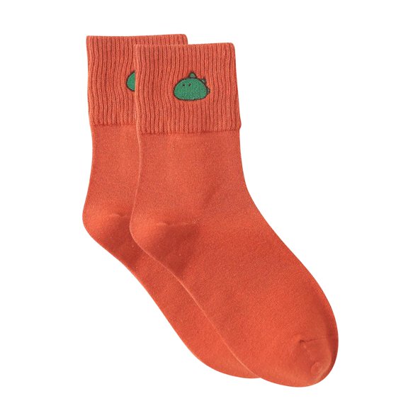 Yanyanz Toddler Socks, Fun Ladies Cute Little Dinosaur Socks Socks Casual Mid-length Socks, Socks Orange M