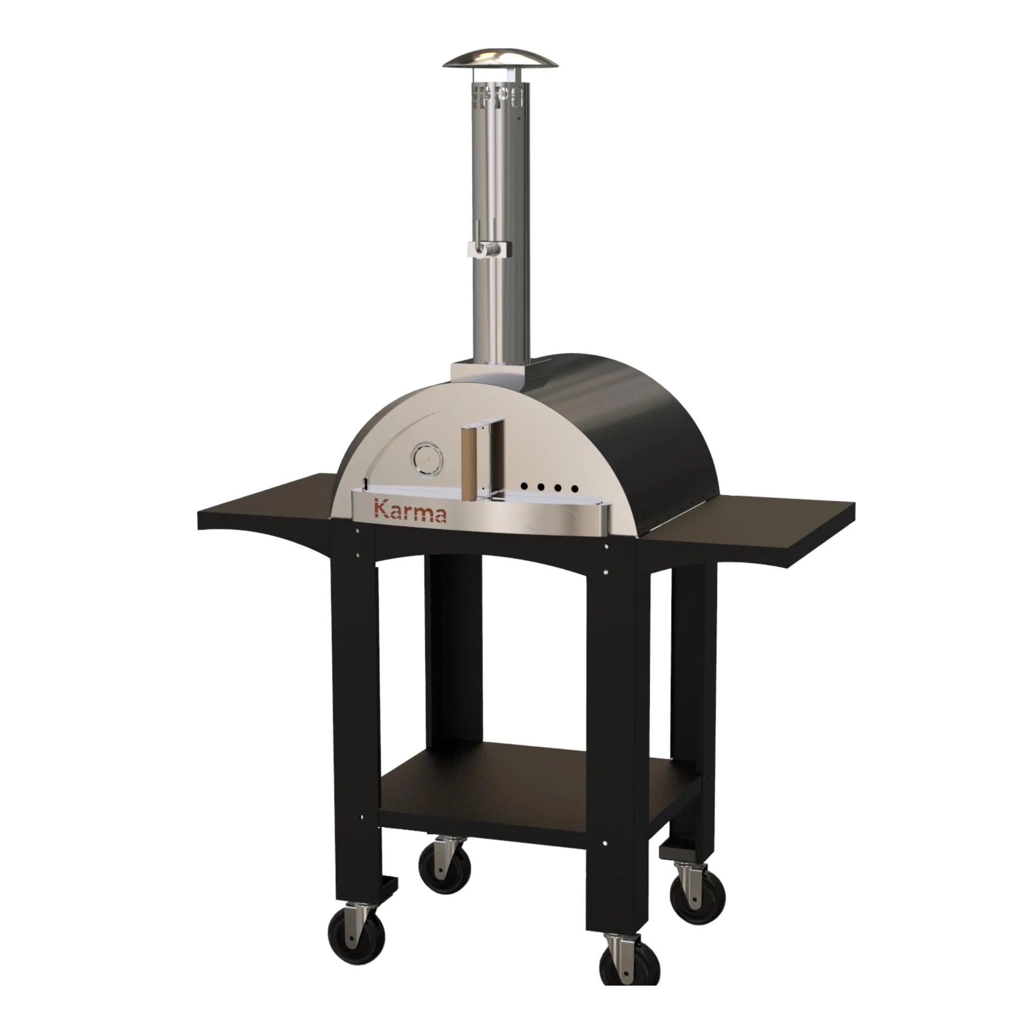 WPPO WKK-01S-WS-Orange 25 in. Karma Wood Fired Ovens with Stand, Wheels u0026  Side Shelves, Orange - Walmart.com