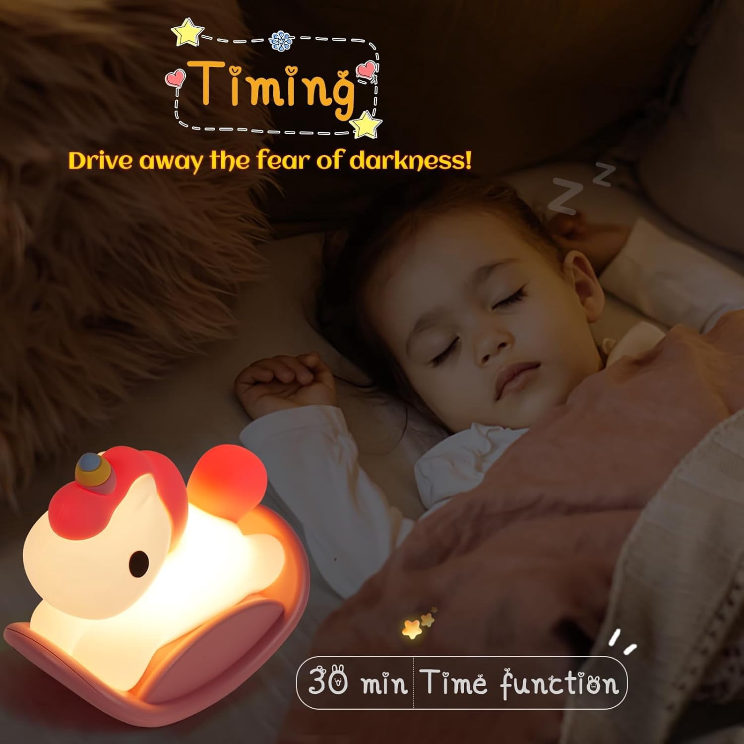 LINLIN Night Light Kids Gifts for Boys and Girls, Silicone Baby Nightlight Newborn Night Lamp, Rechargeable Timing Night Light Cute Room Decor Birthday Gift for Babies Boy Girl Bedroom Nursery