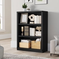 Rresyet 3 -Tier Bookcase and Bookshelf, 31” Wide Bookshelves, Wooden Bookcase Display Storage for Home Office, Living Room and Study (Black)