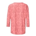thumbnail image 5 of Fengqque Women's 3/4 Sleeve Printing T-Shirts Round Neck Tunic Tops Basic Tees Blouses Business Work Tee Top Red-C S(S), 5 of 5