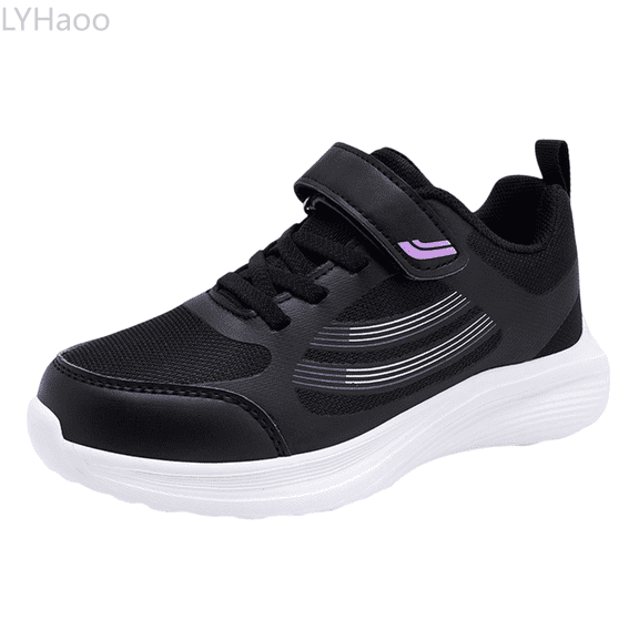 LYHaoo Girls Sneakers Kids Running Shoes Breathable Mesh Lightweight Comfortable Casual Sports Shoes For Children Age 4 12 Sizes 11 Little Kid Black(4.5-5 Years)