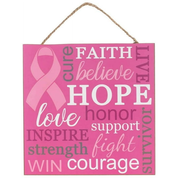 Breast Cancer Awareness Month Sign - 10" x 10", Wooden Kitchen Sign, Wall Decor, Front Door, Wreath, Home