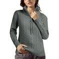 thumbnail image 6 of Long Sleeve Women Vintage Cable Knit Cardigan Zip Up Collared Sweater Coat, 6 of 6