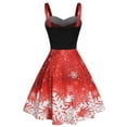thumbnail image 2 of Uootdi Gift Christmas Cocktail Dress for Women Vintage Swing Dresses Christmas Print Plush Off Shoulder Xmas Holiday Party Sling Dress, 2 of 5