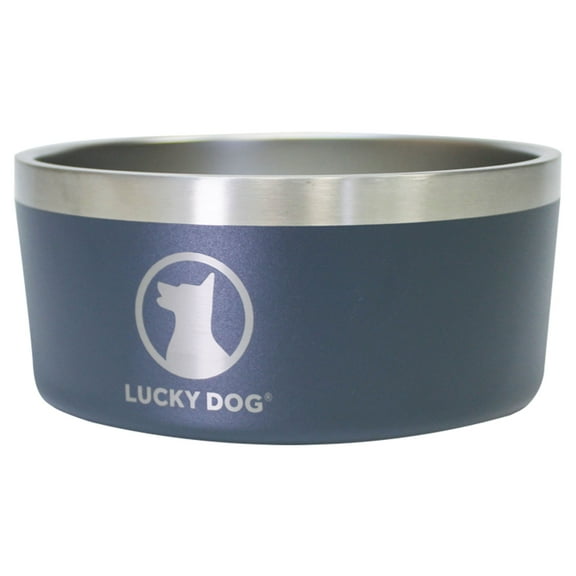 Lucky Dog INDULGE Double Wall Stainless Steel Dog Bowl, 40 Ounce, Blue